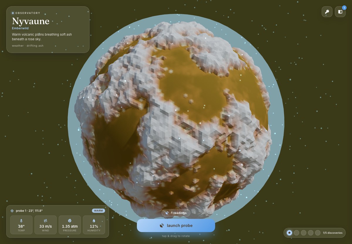 Claude Opus 4.8 alien weather observatory