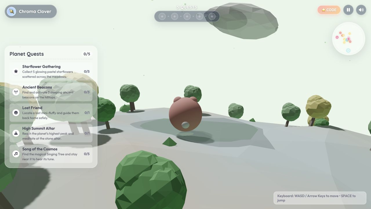 Gemini Flash 3.5 Antigravity fluffy planet game